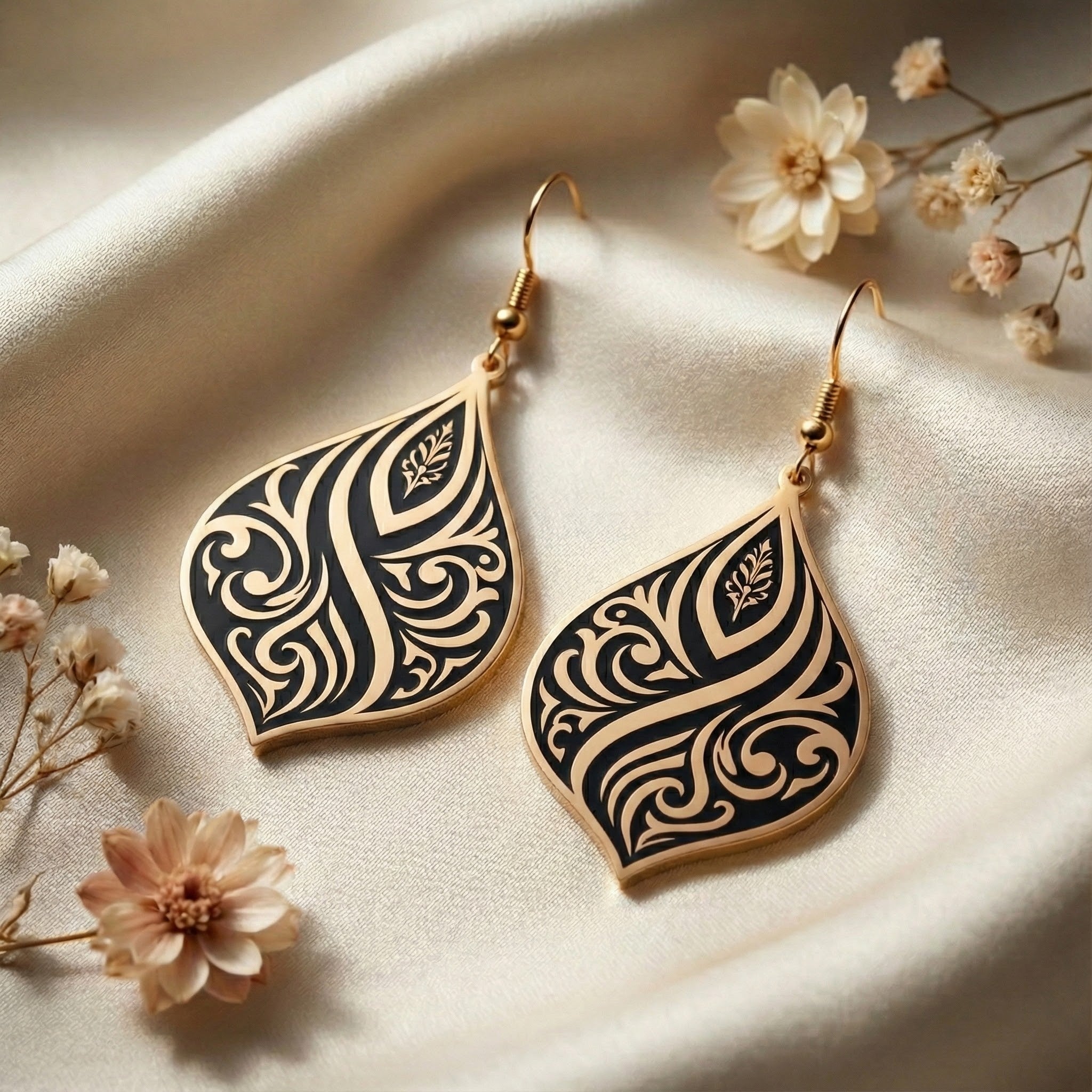 Amara Flame Earrings (Acrylic Mirror Rose Gold)