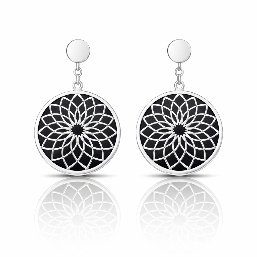Midnight Radiance Earrings (Acrylic Mirror Silver)