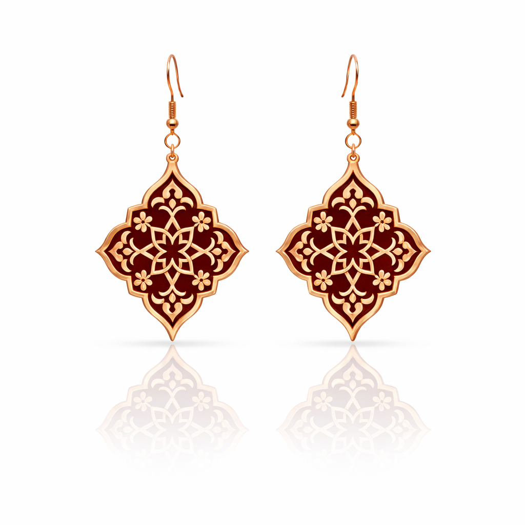 Rose Court Earrings (Acrylic Mirror Rose Gold)