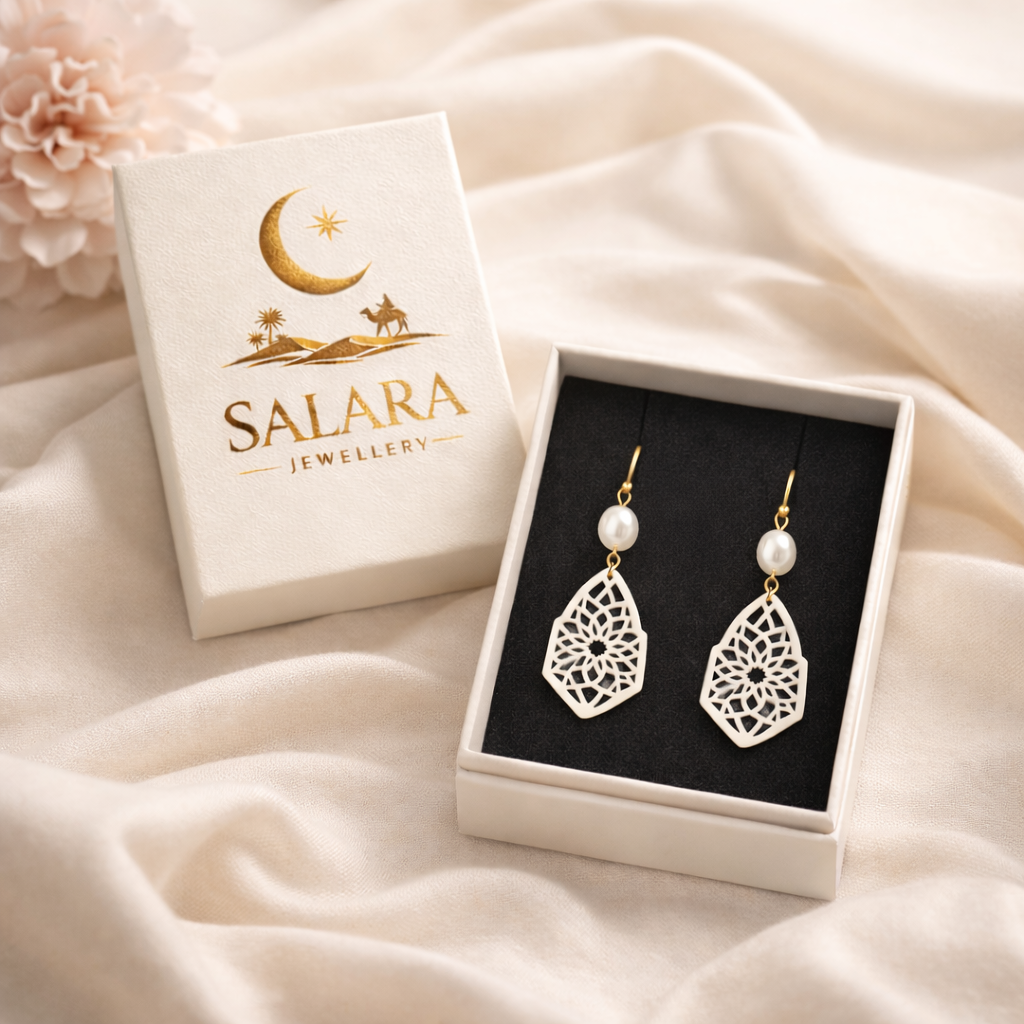 Amara Pearl Drop Earrings   (Acrylic Cast Ivory)