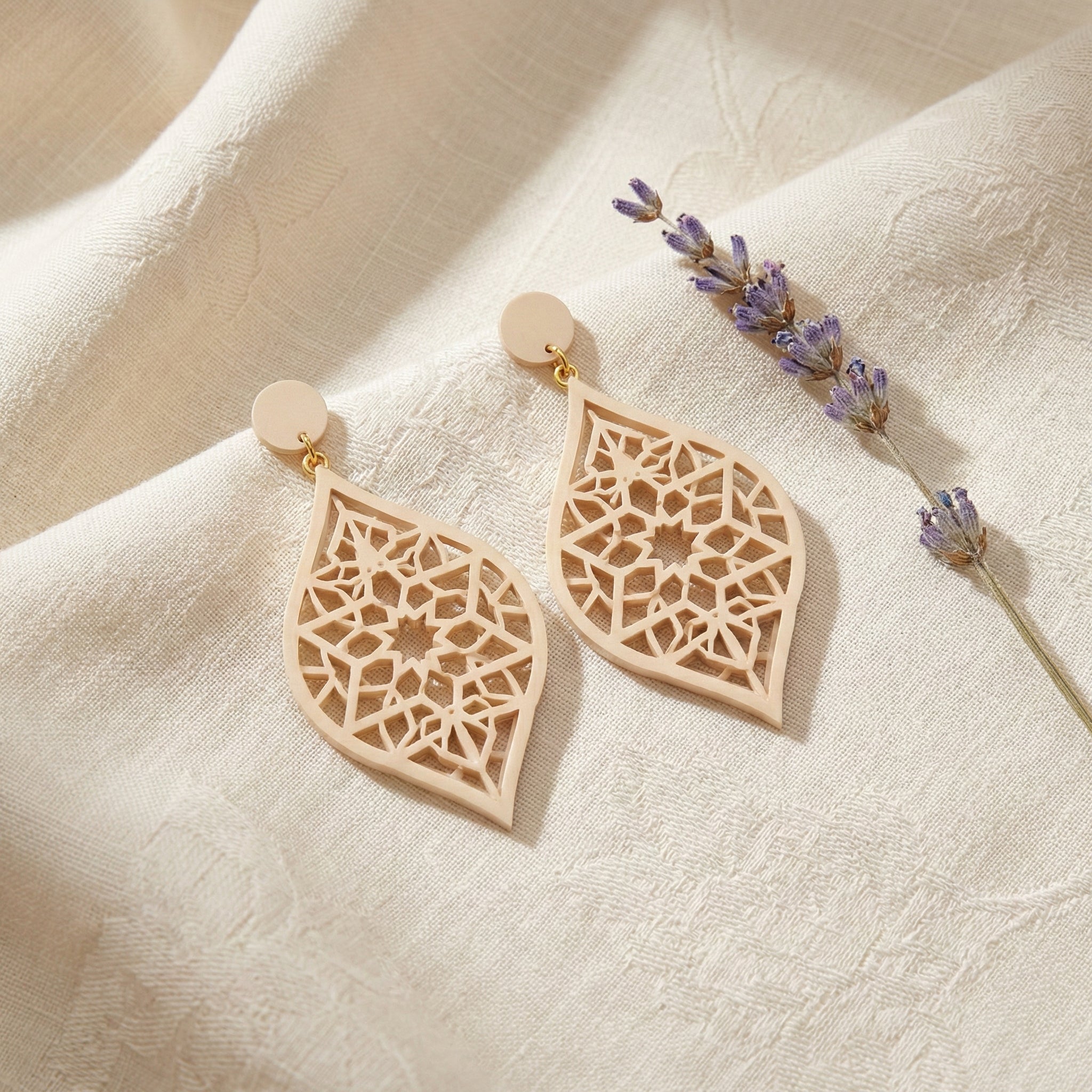 Noor Veil Earrings   (Acrylic Cast Ivory)