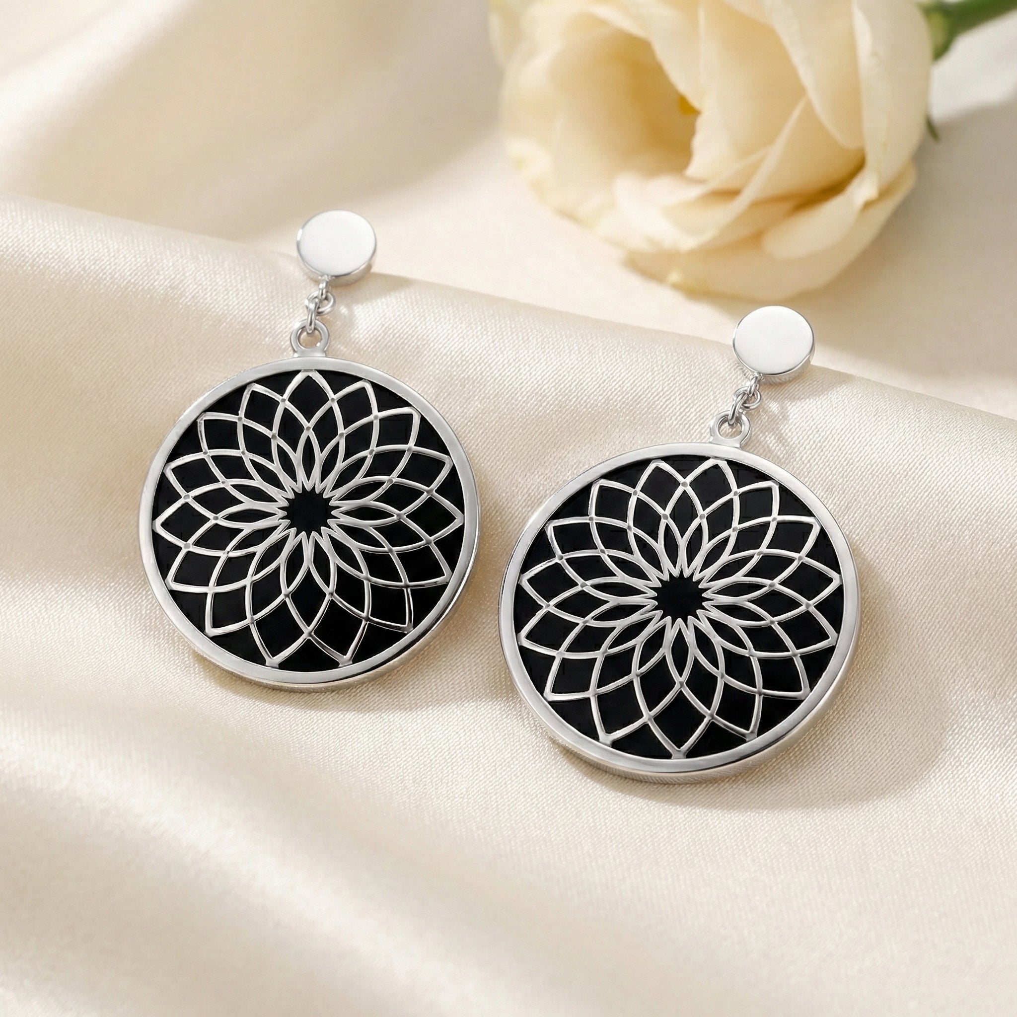 Midnight Radiance Earrings (Acrylic Mirror Silver)