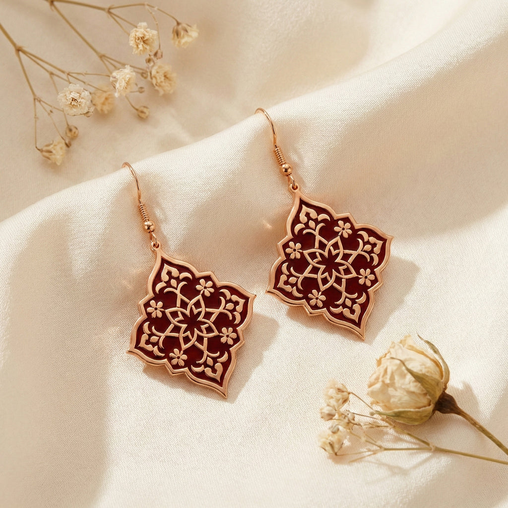 Rose Court Earrings (Acrylic Mirror Rose Gold)