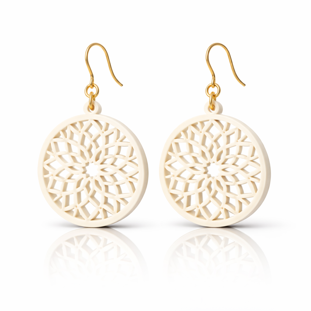 Noor Bloom Earrings   (Acrylic Cast Ivory)