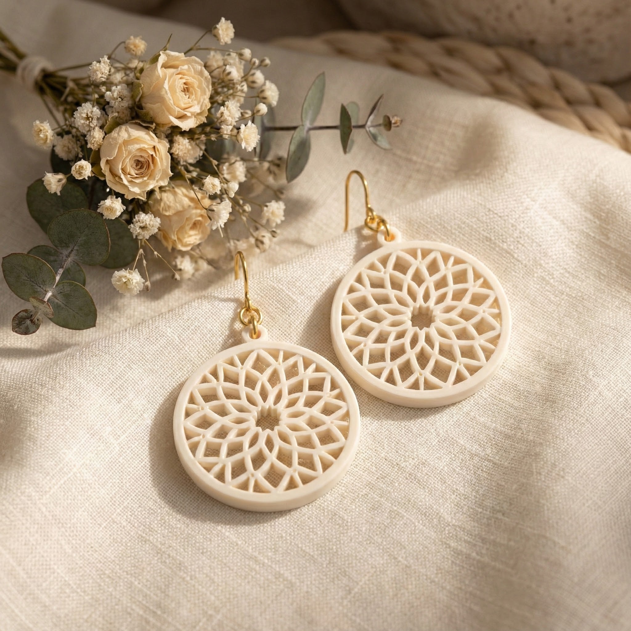 Noor Bloom Earrings   (Acrylic Cast Ivory)